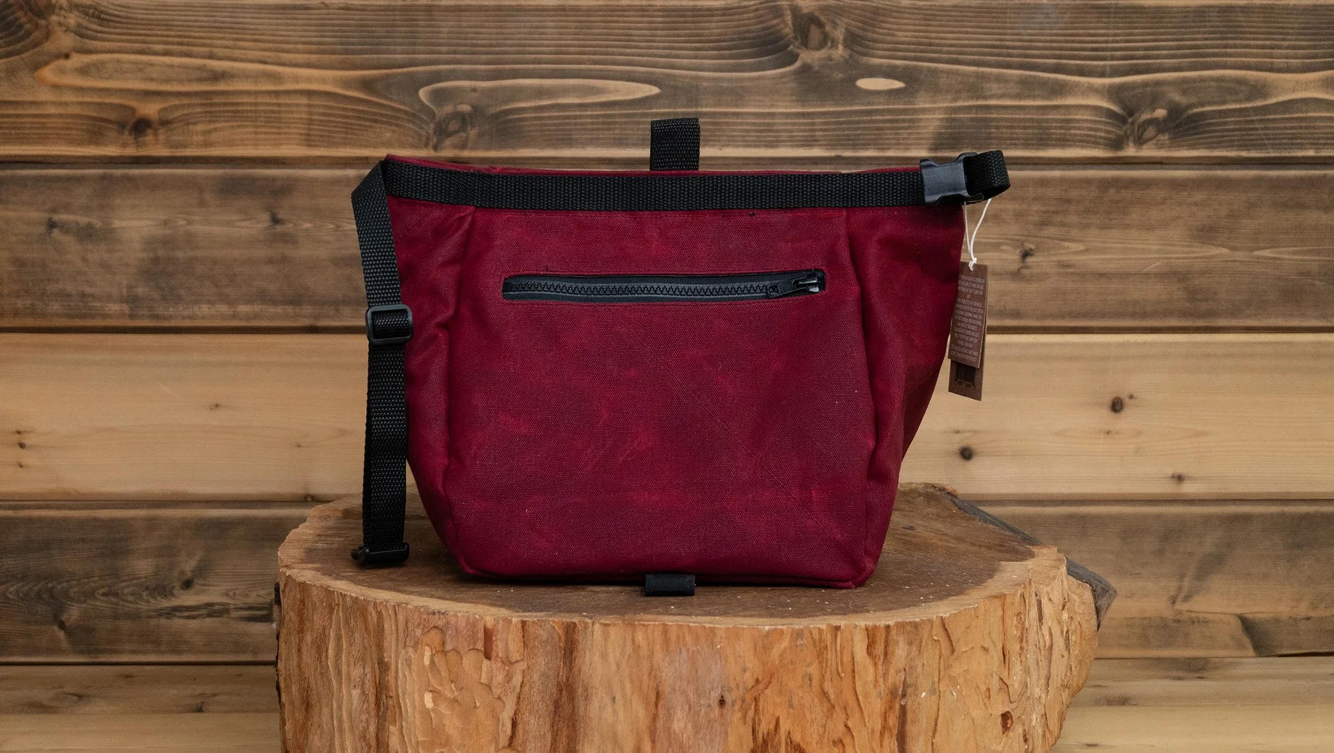 Waxed Canvas Chalk Bucket | OXBLOOD — △STΛTIC Climbing